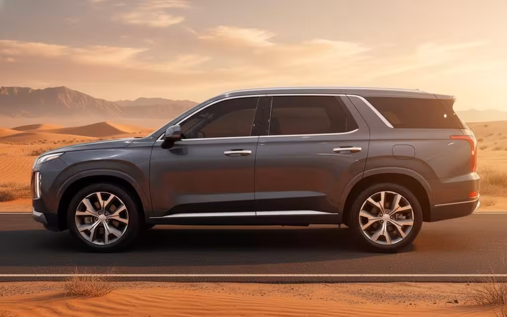 Hyundai Palisade 2023 Blue side profile – rental in Dubai