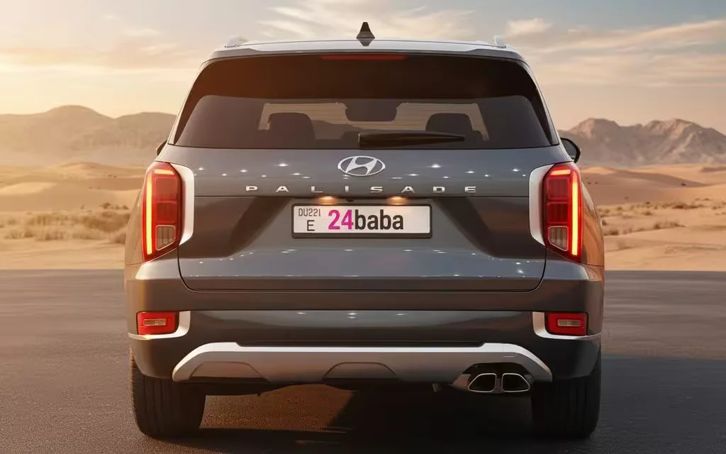 Hyundai Palisade 2023 Blue rear view showing taillights – rental in Dubai