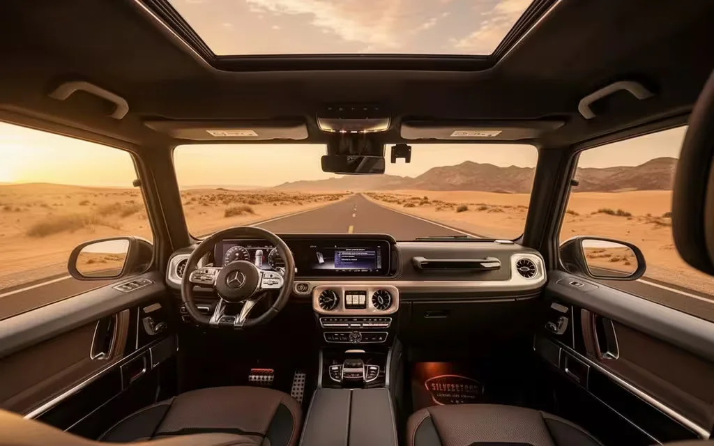 Mercedes G63 2021 interior view showing trim – rental in Dubai