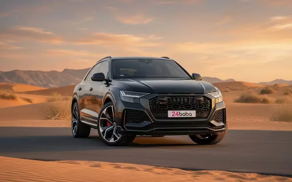 Audi RsQ8 2021 Black front view with headlights
