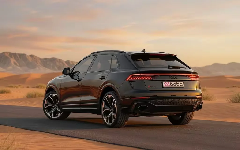 Audi RsQ8 2021 Black rear view showing taillights