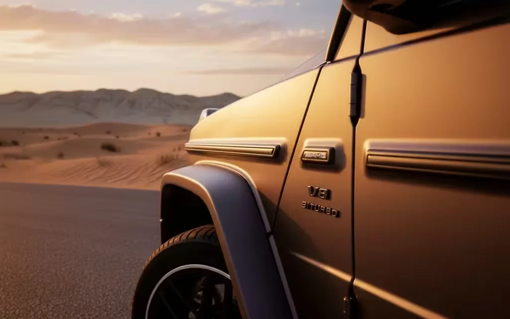 Mercedes G63 2023 Brown side profile – rental in Dubai