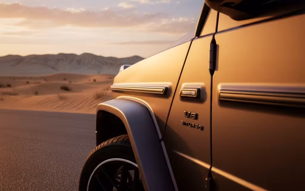 Mercedes G63 2023 Brown side profile – rental in Dubai