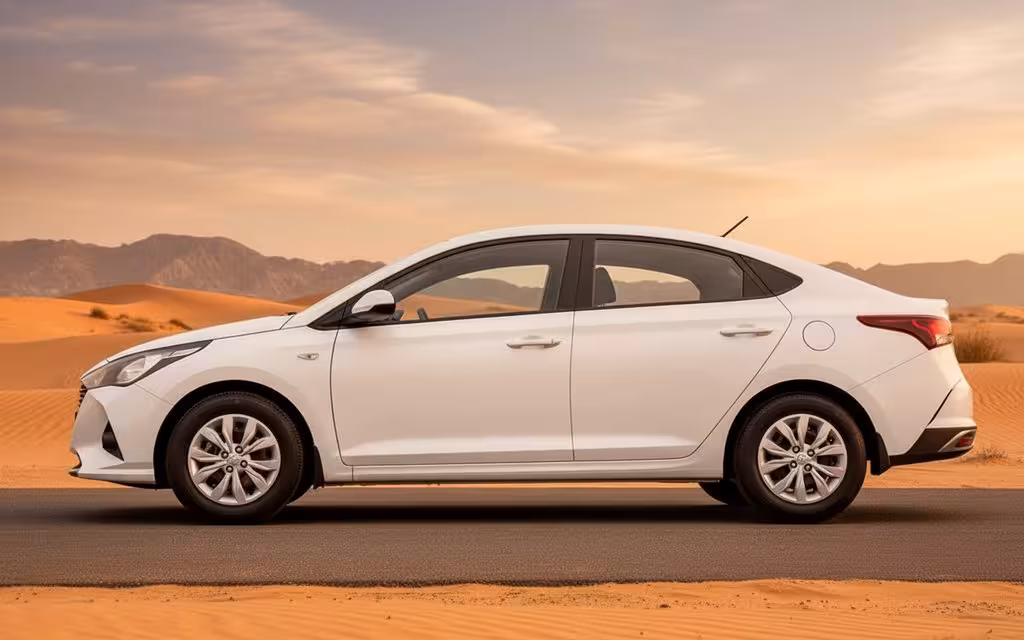 Hyundai Accent 2023 White side profile