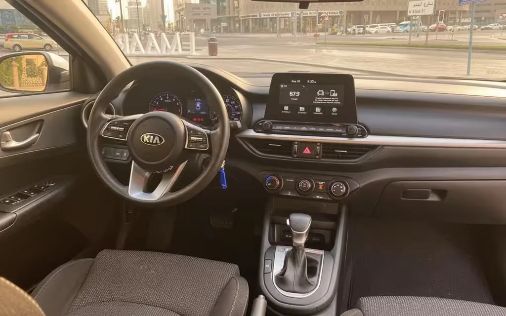 Kia Forte 2020 dashboard and infotainment – rental in Dubai