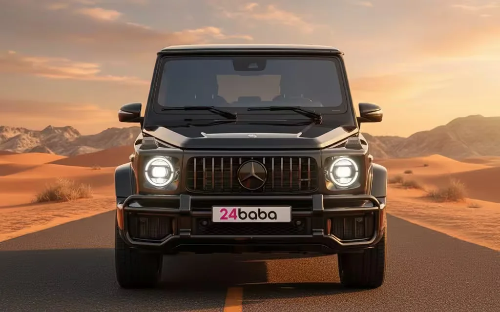 Mercedes G63 2025 Black front view with headlights