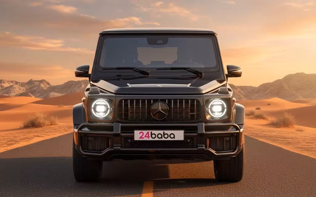 Mercedes G63 2025 Black front view with headlights