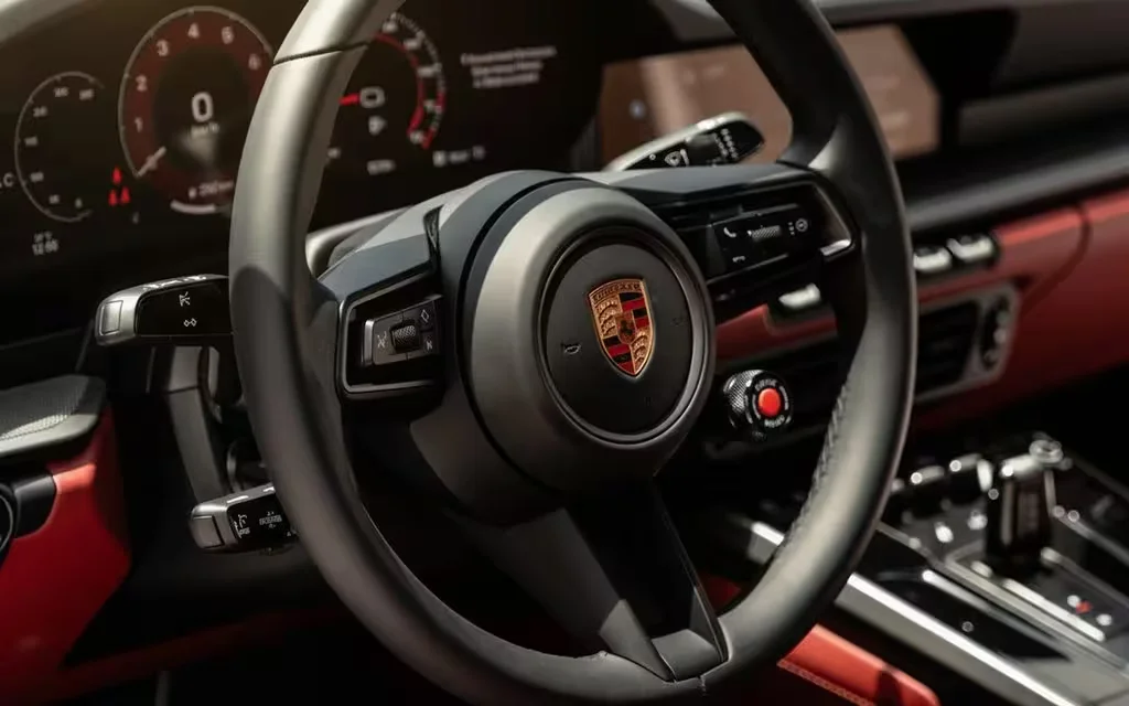 Porsche 911 2025 interior view showing trim – rental in Dubai