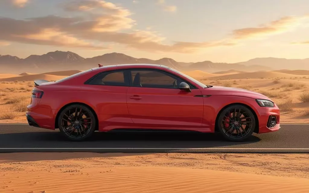 Audi Rs5 2021 Red side profile – rental in Dubai