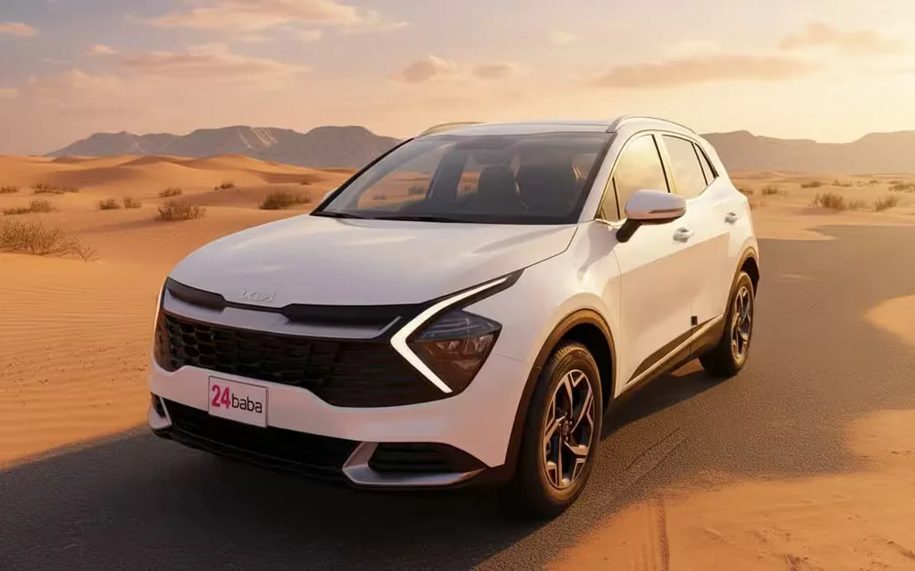 Kia Sportage 2023 White front view with headlights