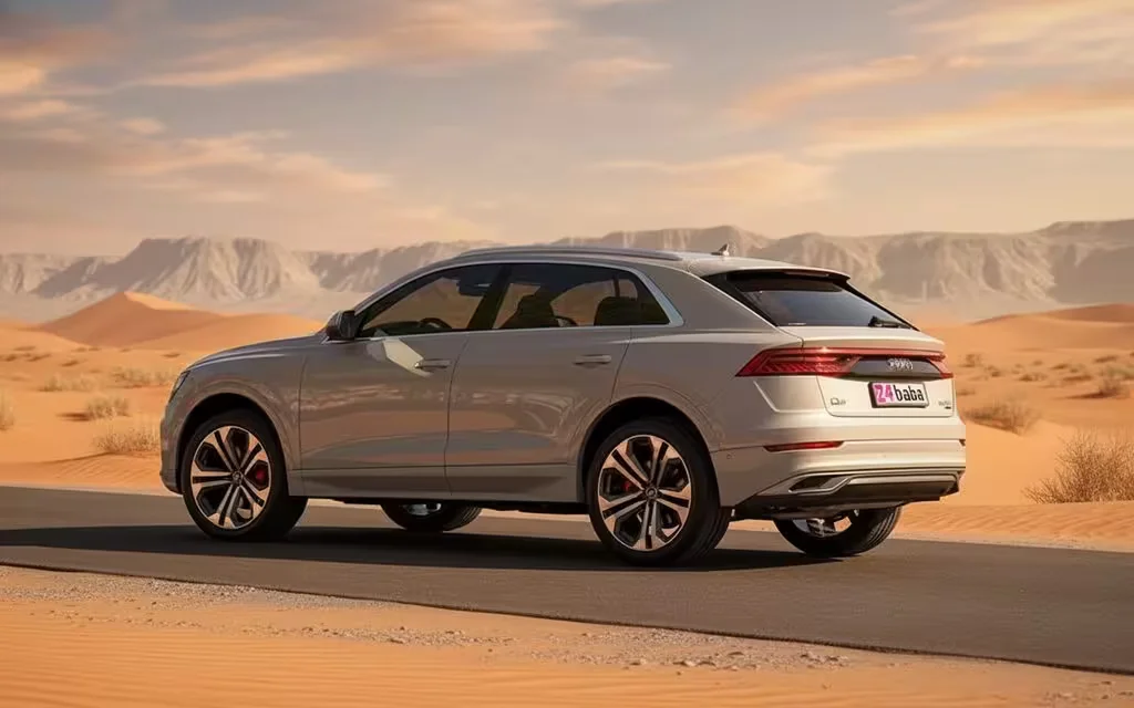 Audi Q8 2022 White side profile – rental in Dubai