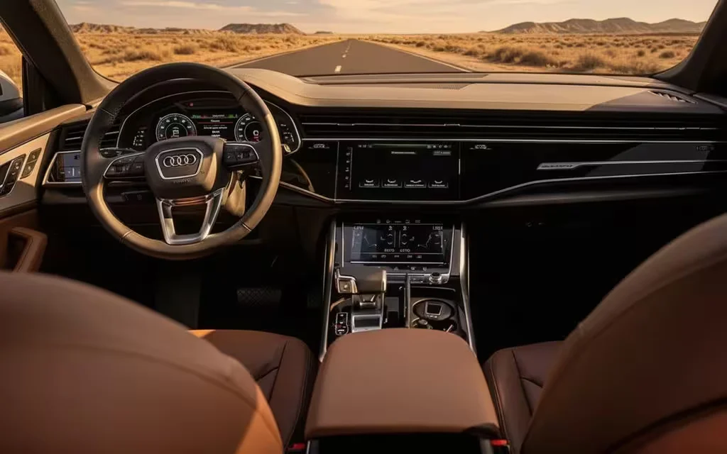 Audi Q8 2022 dashboard and infotainment – rental in Dubai