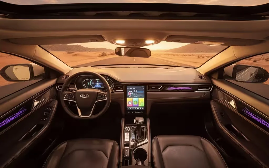 Jac J7 2023 dashboard and infotainment – rental in Dubai