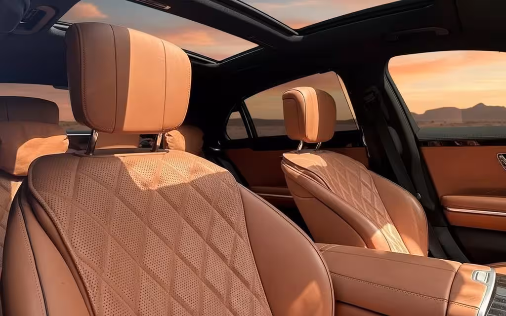 Mercedes S450 2024 leather seats and cabin – rental in Dubai