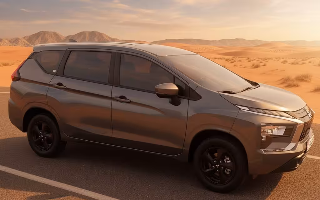 Mitsubishi Xpander 2025 Grey side profile – rental in Dubai