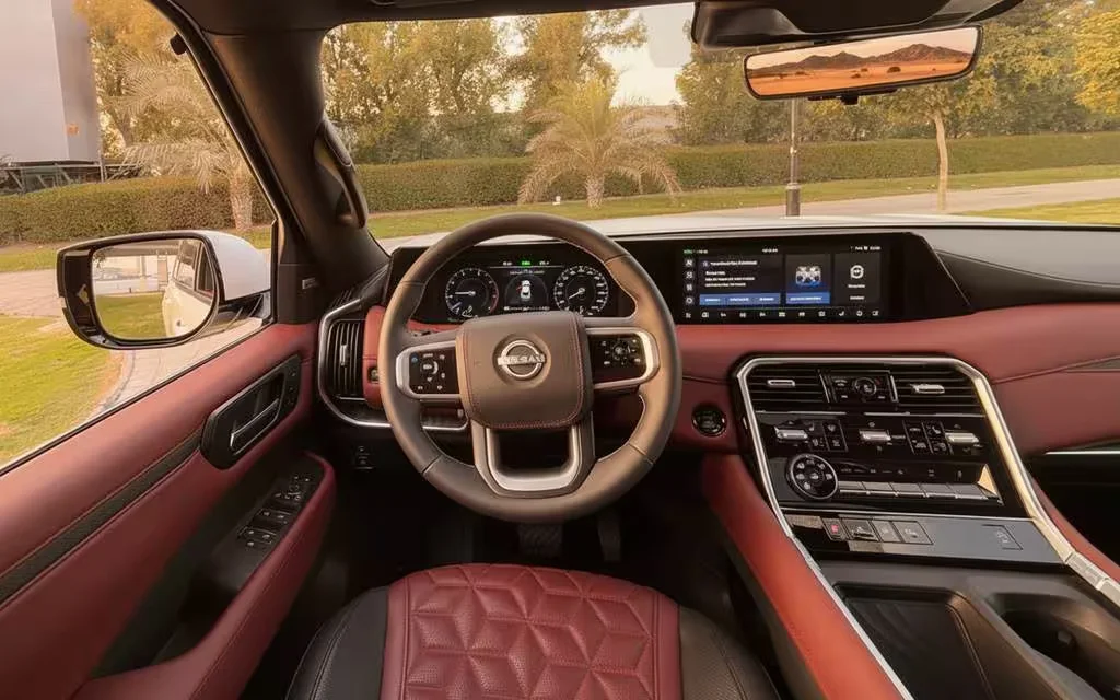Nissan Patrol 2025 interior view showing trim – rental in Dubai