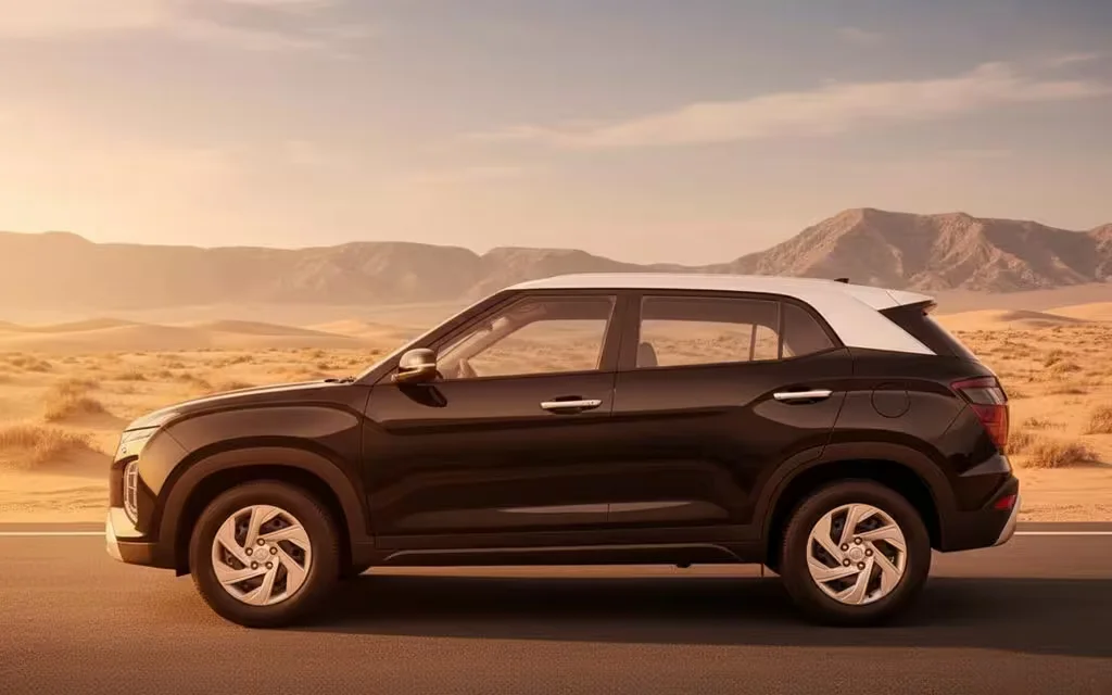 Hyundai Creta 2024 Black side profile – rental in Dubai