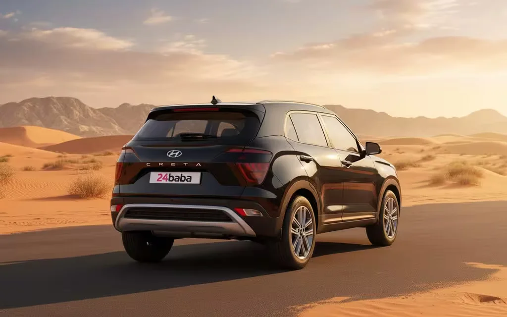 Hyundai Creta 2024 Black rear view showing taillights – rental in Dubai