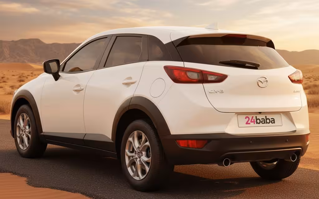 Mazda Cx 3 2023 White rear view showing taillights – rental in Dubai