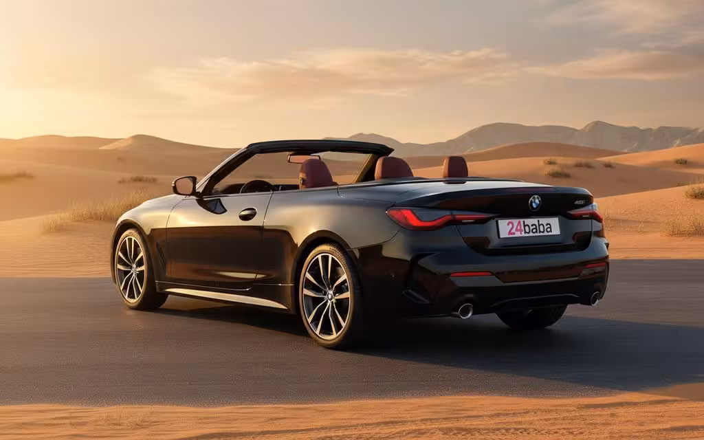 Bmw 420 2025 Black rear view showing taillights – rental in Dubai