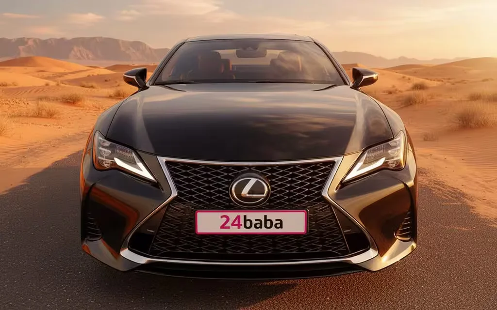 Lexus Rc 2021 Black front view with headlights – rental in Dubai