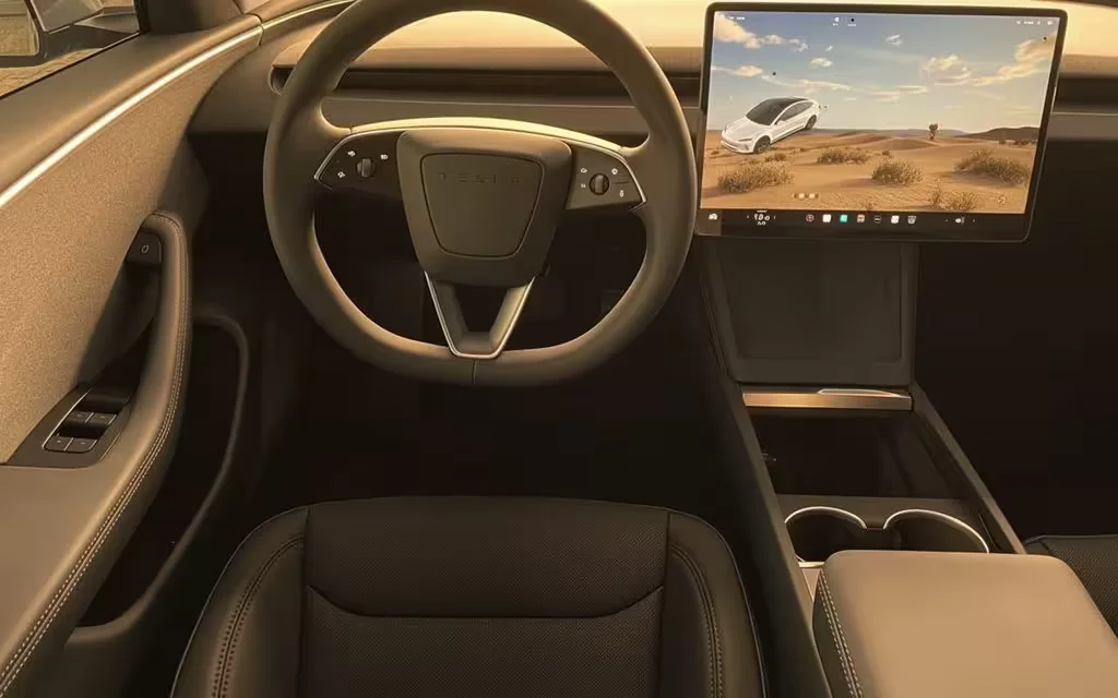 Tesla Model3 2024 interior view showing trim – rental in Dubai