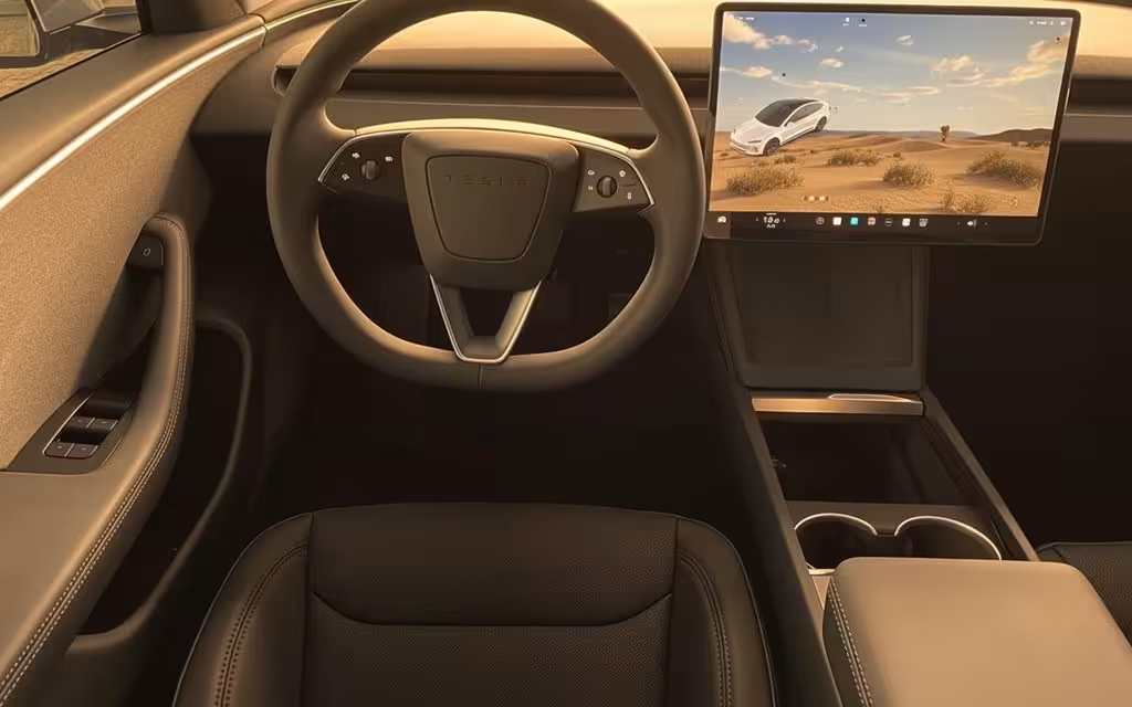 Tesla Model3 2024 interior view showing trim – rental in Dubai