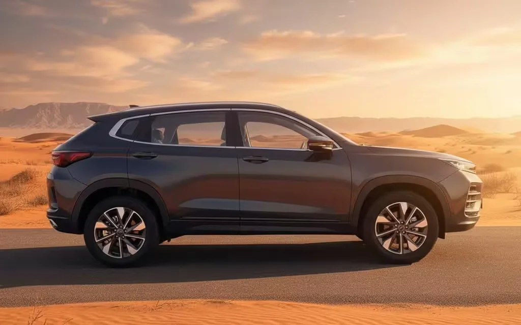 Exeed Lx 2024 Dark Gray side profile – rental in Dubai