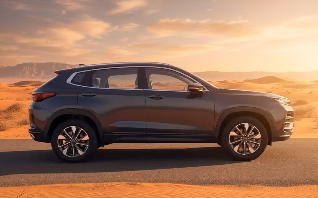 Exeed Lx 2024 Dark Gray side profile – rental in Dubai