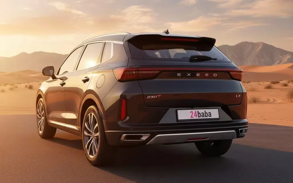 Exeed Lx 2024 Dark Gray rear view showing taillights – rental in Dubai
