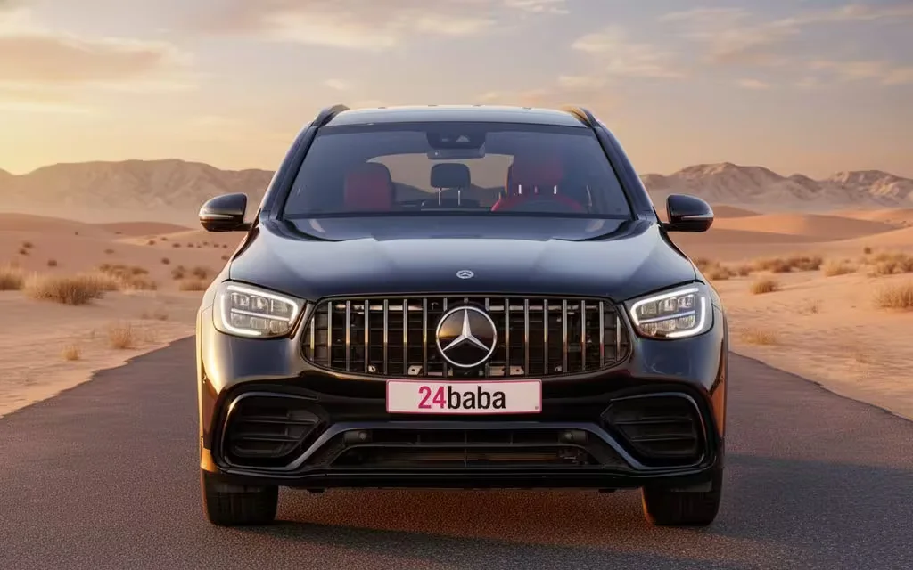 Mercedes Glc300 2022 Black front view with headlights