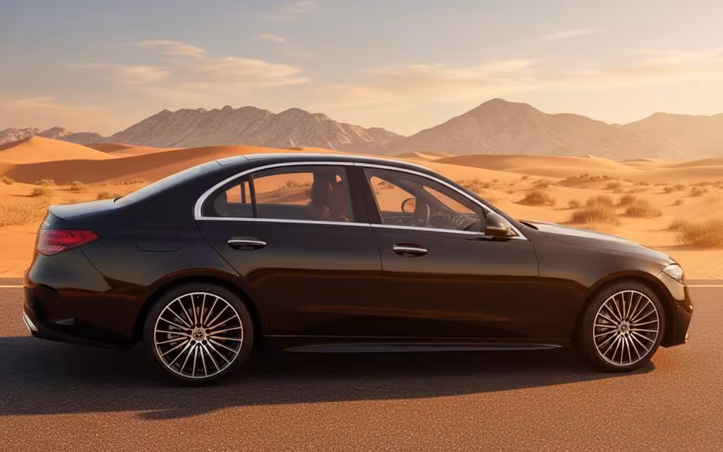 Mercedes C200 2023 Black side profile