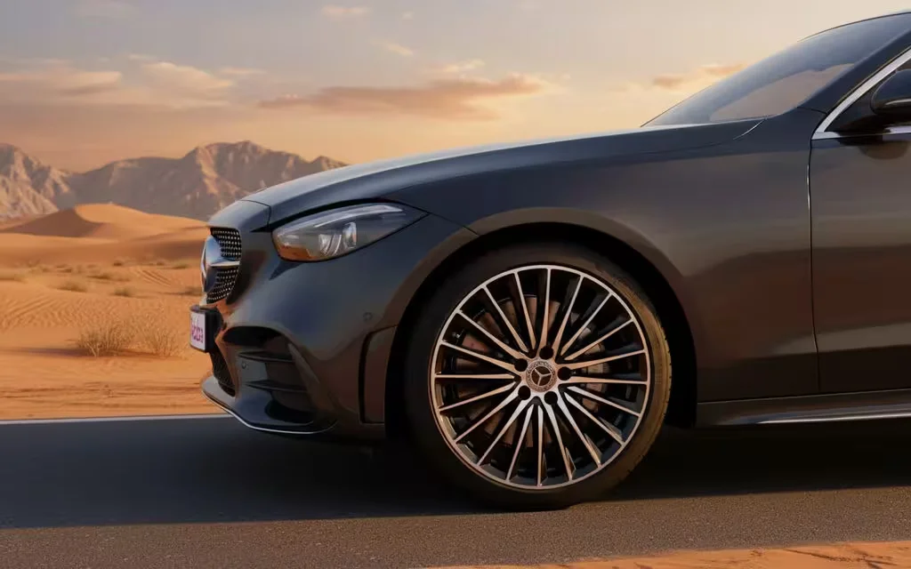 Mercedes C200 2023 Black side profile