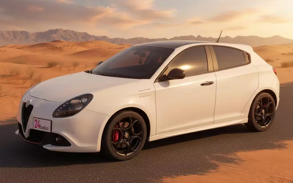 AlfaRomeo Giulietta 2020 White front view with headlights – rental in Dubai