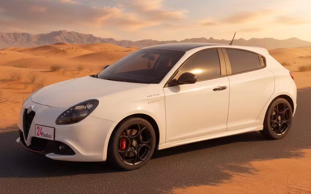 AlfaRomeo Giulietta 2020 White front view with headlights – rental in Dubai