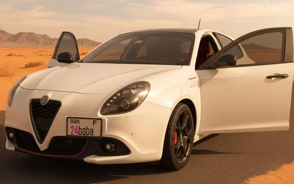 AlfaRomeo Giulietta 2020 White front view with headlights – rental in Dubai