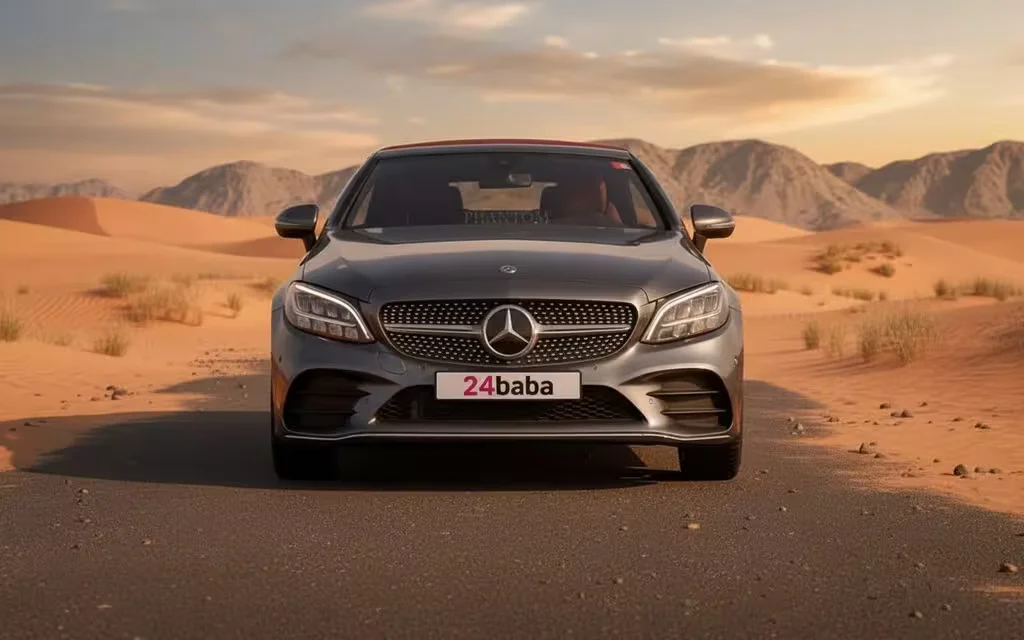 Mercedes C200 2021 Silver front view with headlights