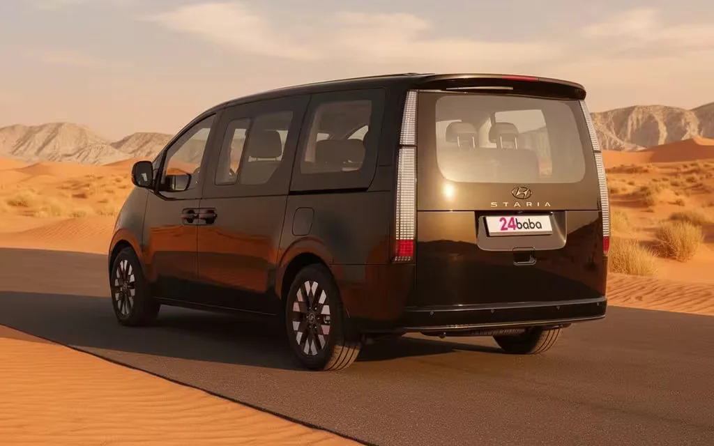 Hyundai Staria 2023 Black rear view showing taillights – rental in Dubai