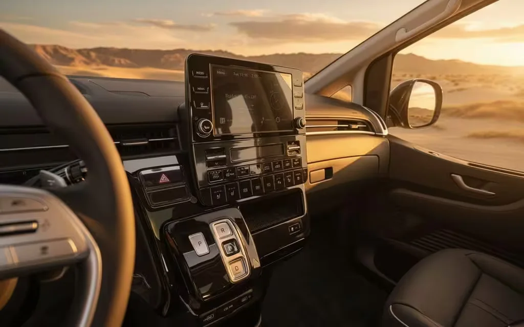Hyundai Staria 2023 dashboard and infotainment – rental in Dubai