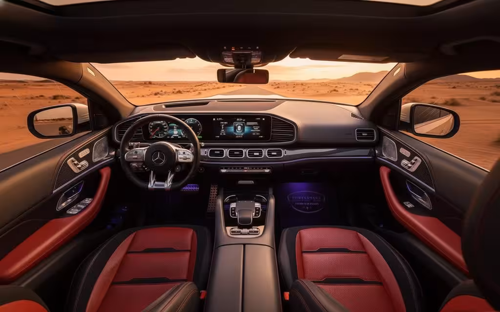 Mercedes Gle53 2021 interior view showing trim – rental in Dubai