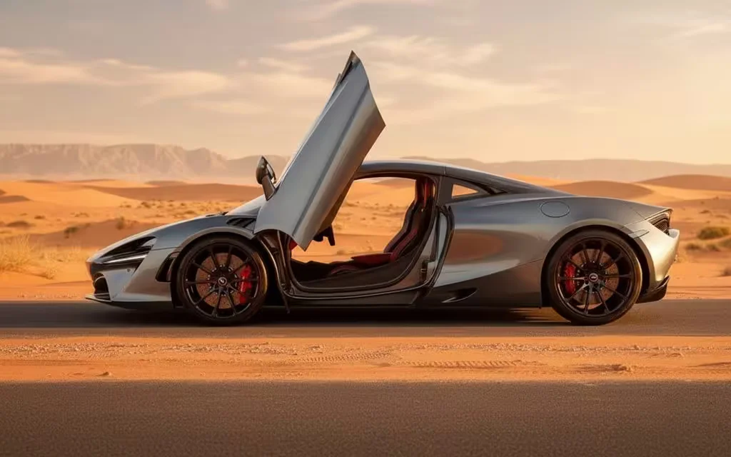Mclaren Artura 2025 Grey side profile – rental in Dubai