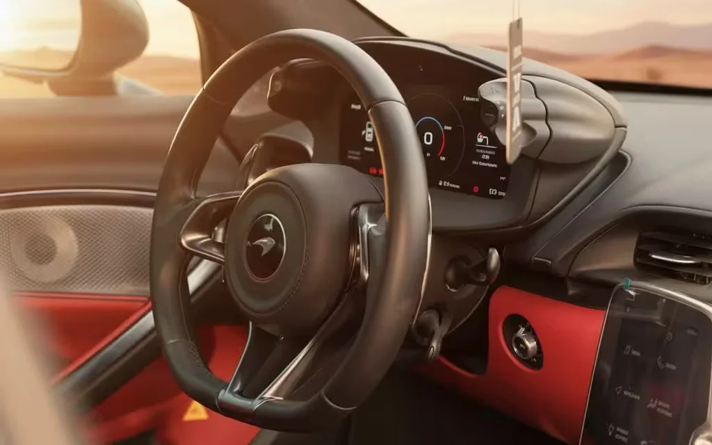 Mclaren Artura 2025 interior view showing trim – rental in Dubai
