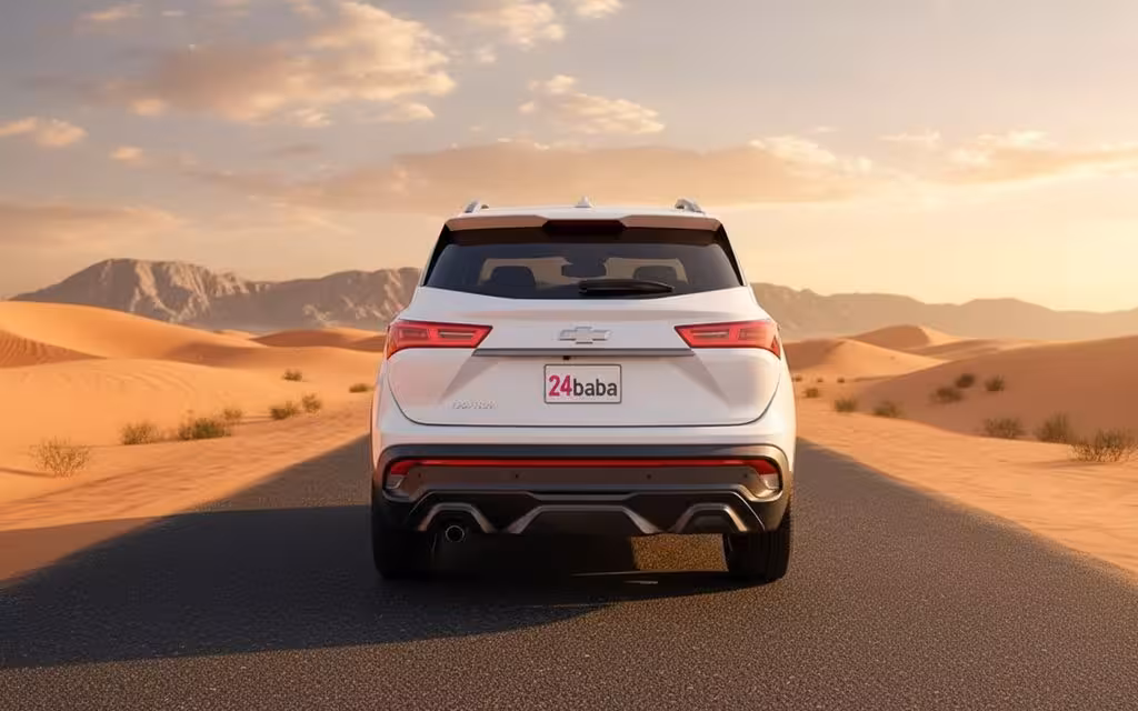 Chevrolet Captiva 2023 White rear view showing taillights – rental in Dubai