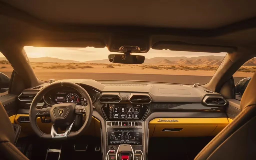 Lamborghini Urus 2022 interior view showing trim – rental in Dubai