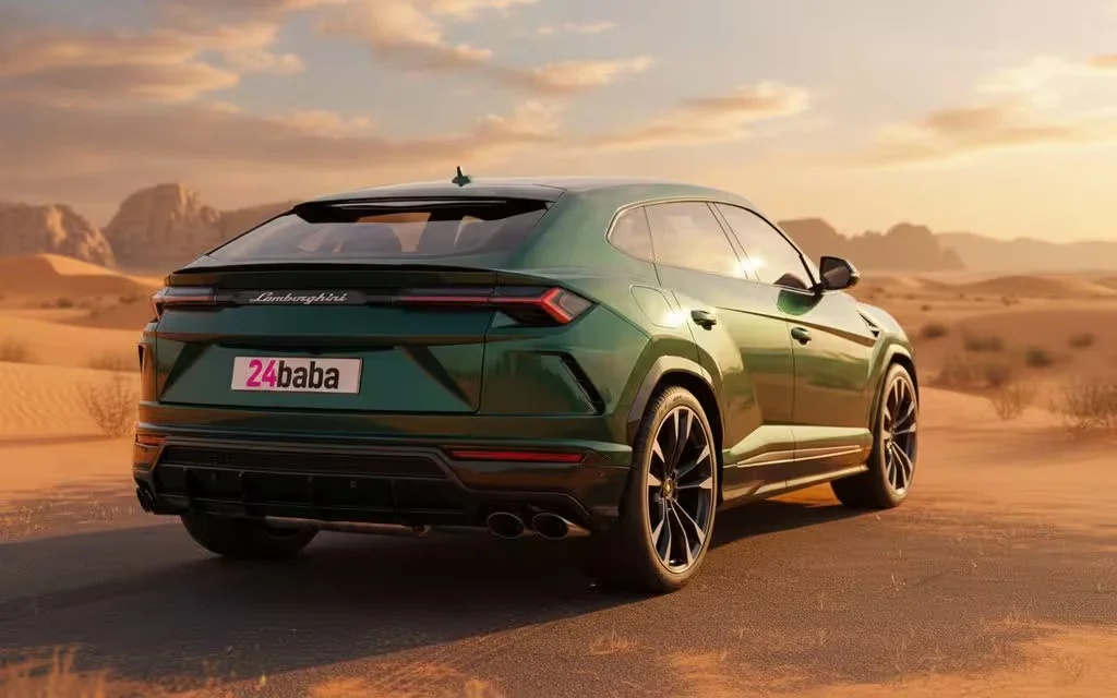 Lamborghini Urus 2022 Green rear view showing taillights – rental in Dubai
