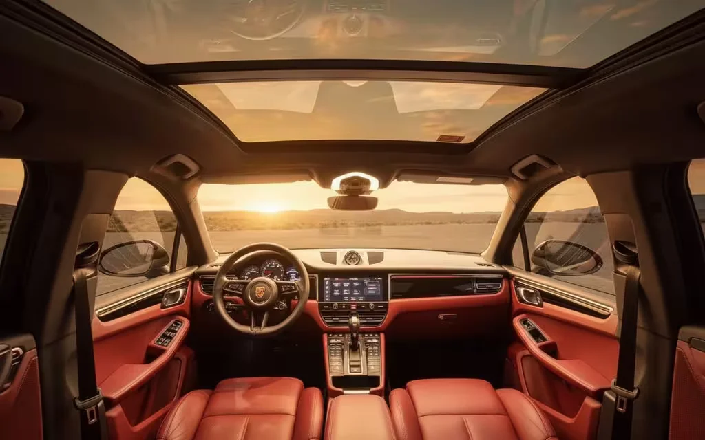 Porsche Macan 2024 interior view showing trim – rental in Dubai