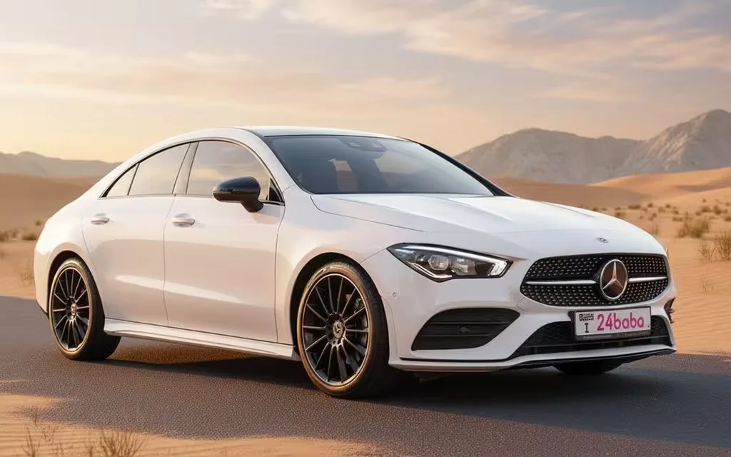 Mercedes Cla250 2023 White front view with headlights
