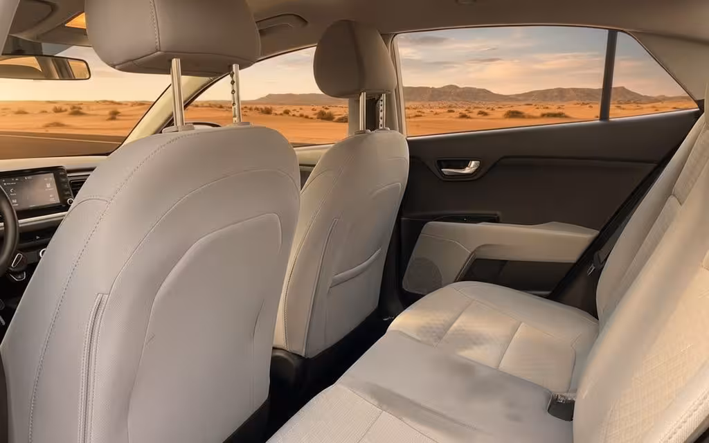 Kia Rio 2021 leather seats and cabin – rental in Dubai