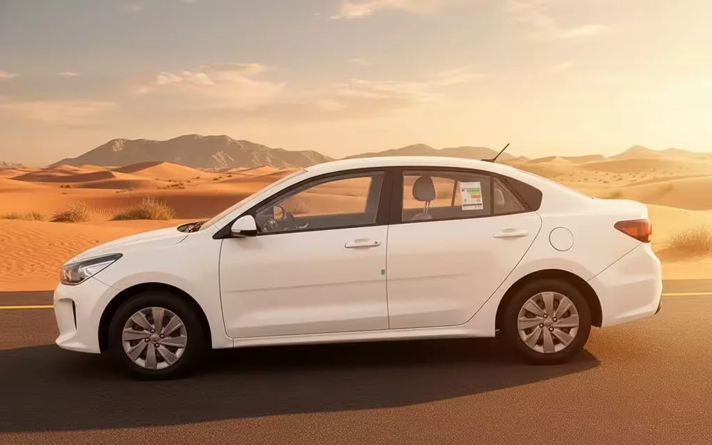 Kia Rio 2021 White side profile – rental in Dubai