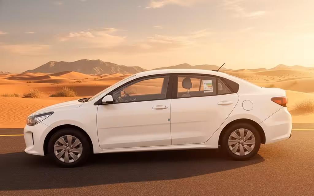 Kia Rio 2021 White side profile – rental in Dubai